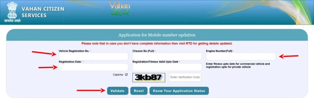 Image Showing through that How to Update Your Mobile Number in the Parivahan Database
