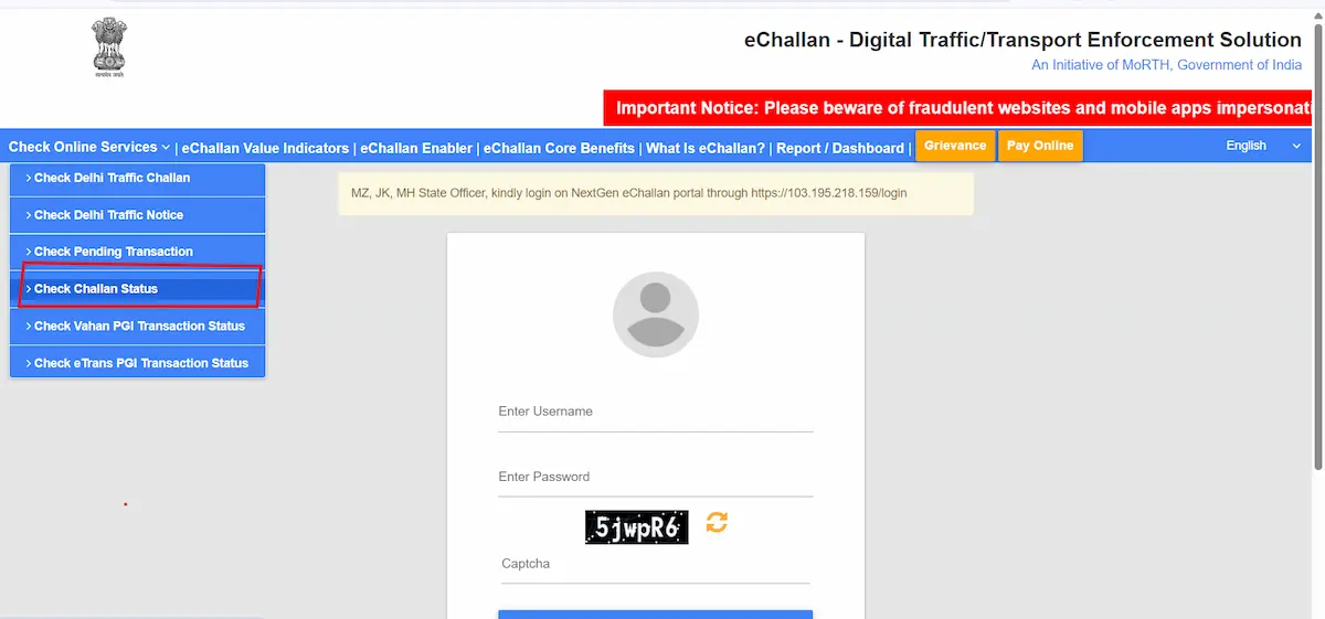 mParivahan Challan Check & Pay e-Challan Online 2026